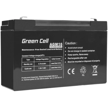 Green Cell AGM VRLA 6V 10AH bez apkopes akumulator
