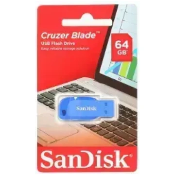 SanDisk Cruzer Blade 64GB USB zibatmiņa – zila
