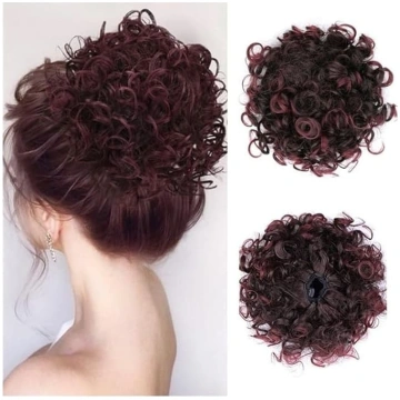 Viendabīgi matu mezgli Afro Puff Kinky Curly Bun H