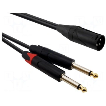 Cable | Jack 6,3mm plug x2,XLR male 3pin | 1m | bl