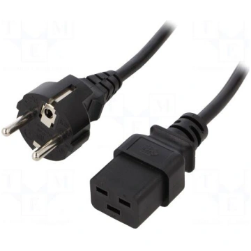 Cable | CEE 7/7 (E/F) plug,IEC C19 female | 1m | b