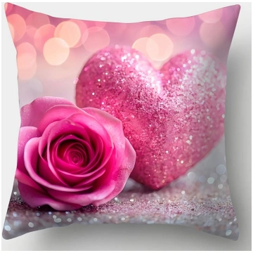 Floral pillowcase with sparkling hearts and pink r