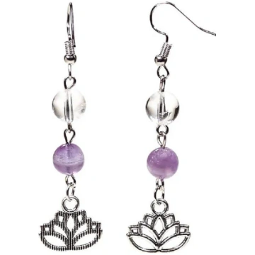 Auskari Ametists un Kalnu Kristāls / Amethyst Chev