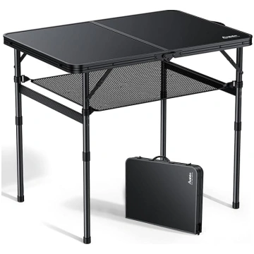 Anbte Folding Camping Table with Storage Net, 3ft 