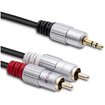 Qoltec Cable 2xRCA / Mini Jack 3.5mm male | 1m | B