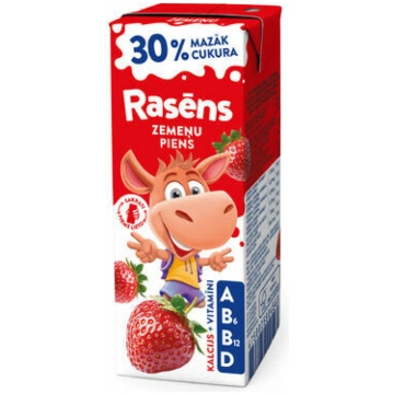 Piens Rasēns ar zemeņu garšu un vitamīniem, mazāk 