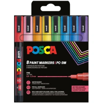 Posca Pc-3m 8stk krāsas Mirdzošas