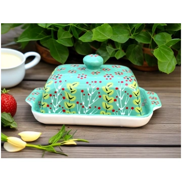 Potters Hand Painted Ceramic Butter Dish in Jasper