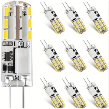 10gab, G4 LED Spuldzes, 1W, 12V, Silti Balta, Atdz