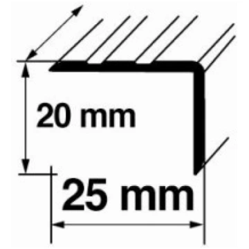 Dekoratīvie alumīnija leņķa profili 20x25mm/90cm R