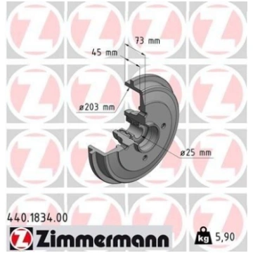 ZIMMERMANN 440.1834.00 Bremžu trumulis, CITROEN, P