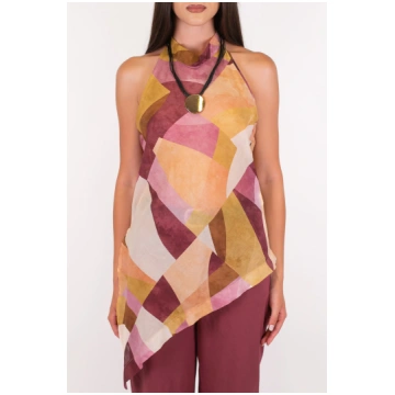 Maryley - Top foulard fantasia asimmetrico in muss