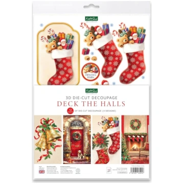 Katy Sue Deck The Halls dekupāžas komplekts - 12 i