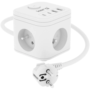 KERG SMART – 3-SOCKET POWER STRIP + USB-A+USB-C CH