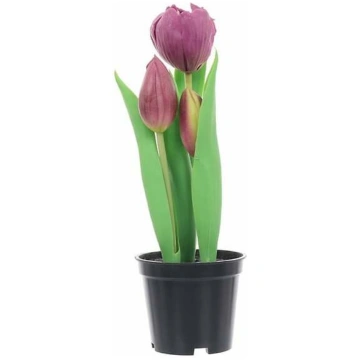 Mākslīgie ziedi puķu podā, tulpes, violeta krās., 