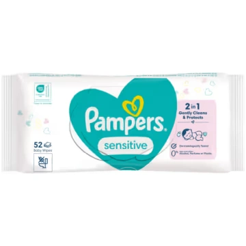 Pampers Sensitive mitrās salvetes zīdaiņiem, 52gab