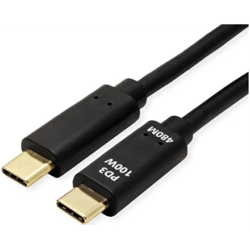 USB 2.0 kabelis Type C/C, M/M, 100W, melns, 3.0m, 