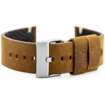 ādas pulksteņa siksniņa - brūna/balta - 22 mm
