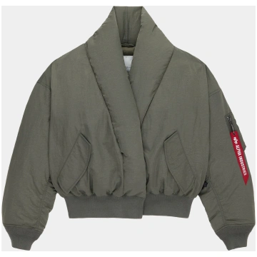 SHAWL COLLAR BOMBER JACKET WOMENS (FIELD GRAY) - F