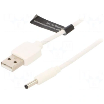 Cable | USB A plug,DC 3,5/1,35 plug | white | 1.5m