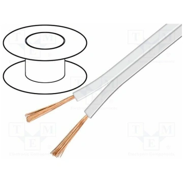 Wire: loudspeaker cable; 2x4mm2; stranded; CCA; wh