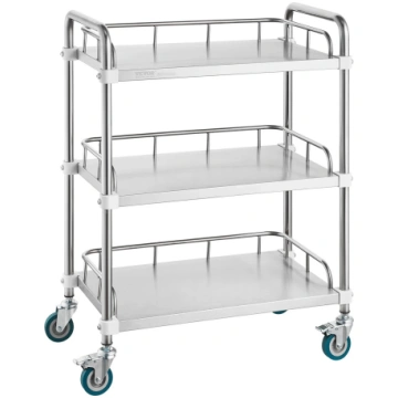 VEVOR VEVOR Lab Rolling Cart, 3-Shelf Stainless St