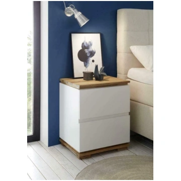 Robas Lund Night Console White Matt with Solid Woo
