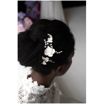 HAIRPINS SET WITH CERAMIC FLOWERS AND BEADS