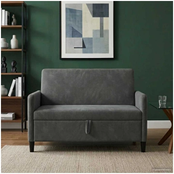 Sofas ar uzglabāšanu tumši pelēka 122 x 78 x 87 cm