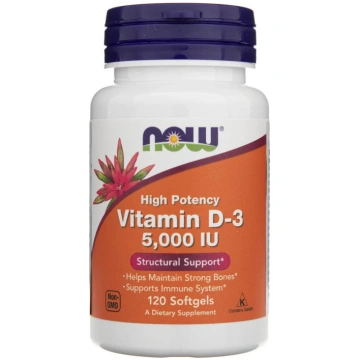 Now Foods D3 vitamīns 5000 SV - 120 mīkstās kapsul