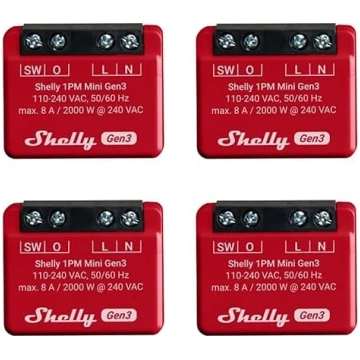 Shelly 1PM Mini Gen3 | Pack of 4 | WiFi un Bluetoo