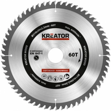 Kreator Zāģa ripa kokam 210x30x2.2mm, 60 zobi Krea