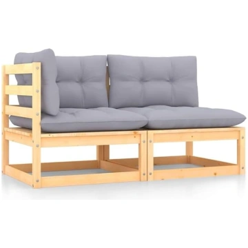 2-Piece Garden Lounge Set with Cushion Solid Pine 