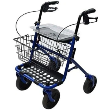 AnteaMED Blue Steel Folding Rollator - pastaigu ra