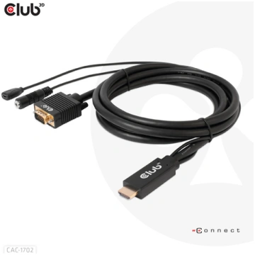 Club3D Kabelis HDMI+Micro-USB ligzda > VGA+3,5mm 2