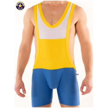 AMERICAN JOCK Ivan Tri-Color Singlet - Royal Combo