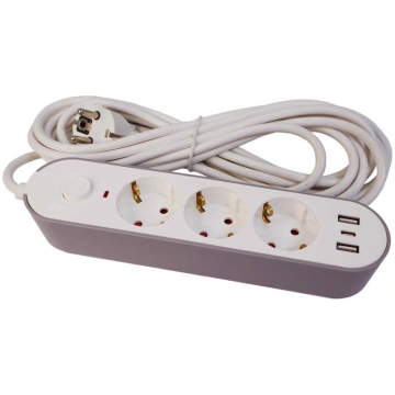 Pagarinātājs 3-vietīgs, 2 USB+Type-C, 3m Nav norād