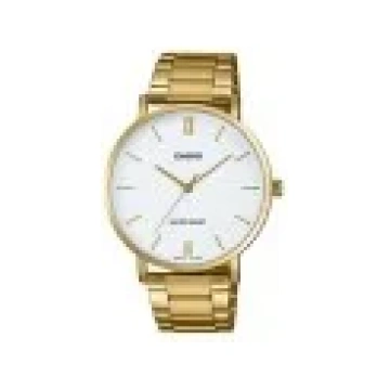 Casio White Dial, Round Shape, Gold Stainless Stee