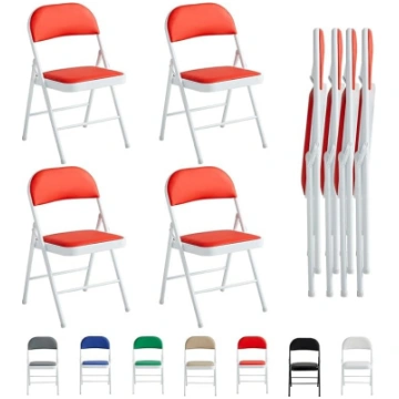 mcc direct Set of 4 Folding Chairs, Faux Leather F