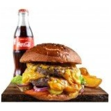 "Double Cheese" burger ar kartupeļu daiviņām un dz