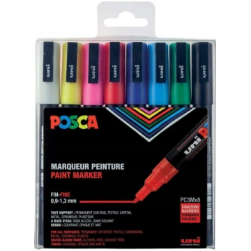 Posca Uni-Ball PC-3M, Multicolour, Multicolour, 8 