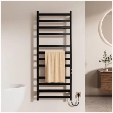 Elektriskais vannas istabas radiators, melns dvieļ