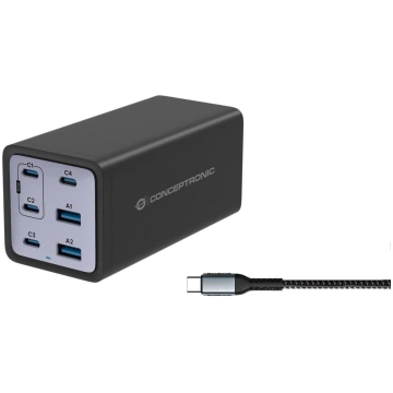Conceptronic 6-Port 200W GaN USB PD Charger with U