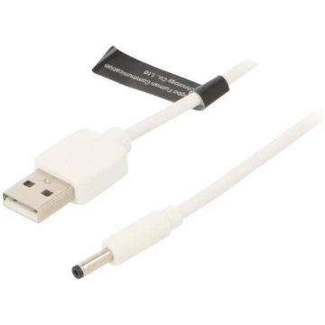 Cable; USB A plug,DC 3,5/1,35 plug; white; 1m; Cu;