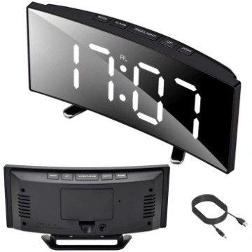 Digitālais LED modinātājs ar termometru un spoguļa