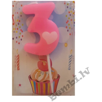 Ciparu sveces tortēm 4,5 cm Rozā 3