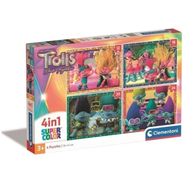 Clementoni PUZZLE 4W1 CLM 21527 TROLLS 3 PUD 21527