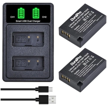 DuraPro 2 x 1040 mAh LP-E17 akumulators + LED iebū