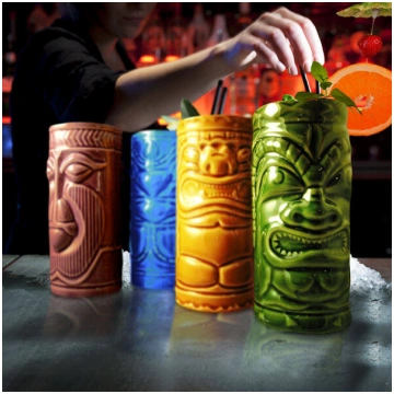 Keramikas Tiki kokteiļu krūzes, 4 gab., 300 ml Mik