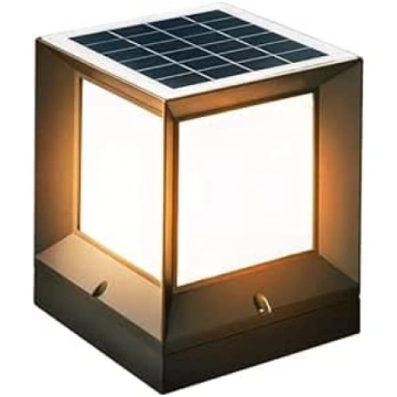 Vienkārša kvadrātveida āra stabu lampa, saules ene